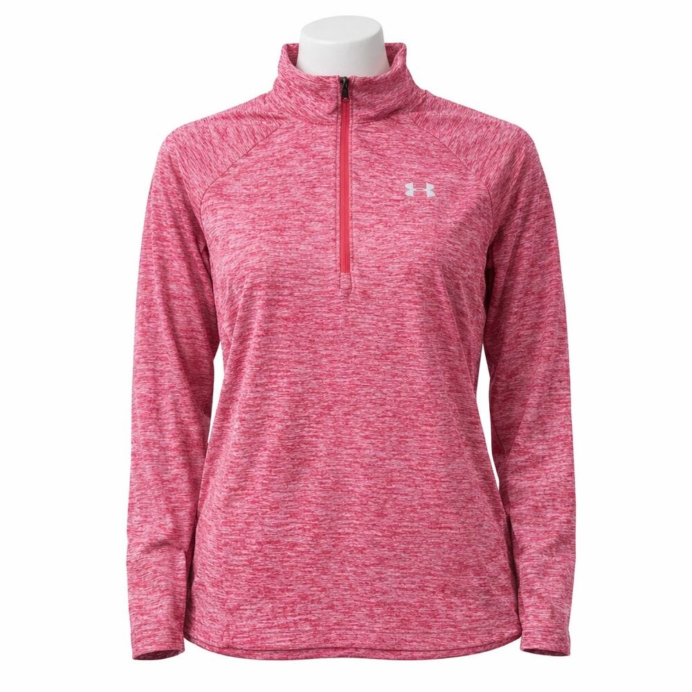 Under Armour Women's Large Pink 1/4 Zip Pullover HeatGear 1320128